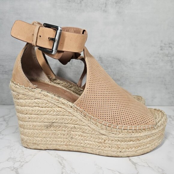 Marc Fisher Lannie Platform Espadrille Heel Ankle Strap Tan Women's 9 - Picture 2 of 14